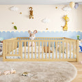 Queen Size Bed Floor Bed With Safety Guardrails And Door For Kids