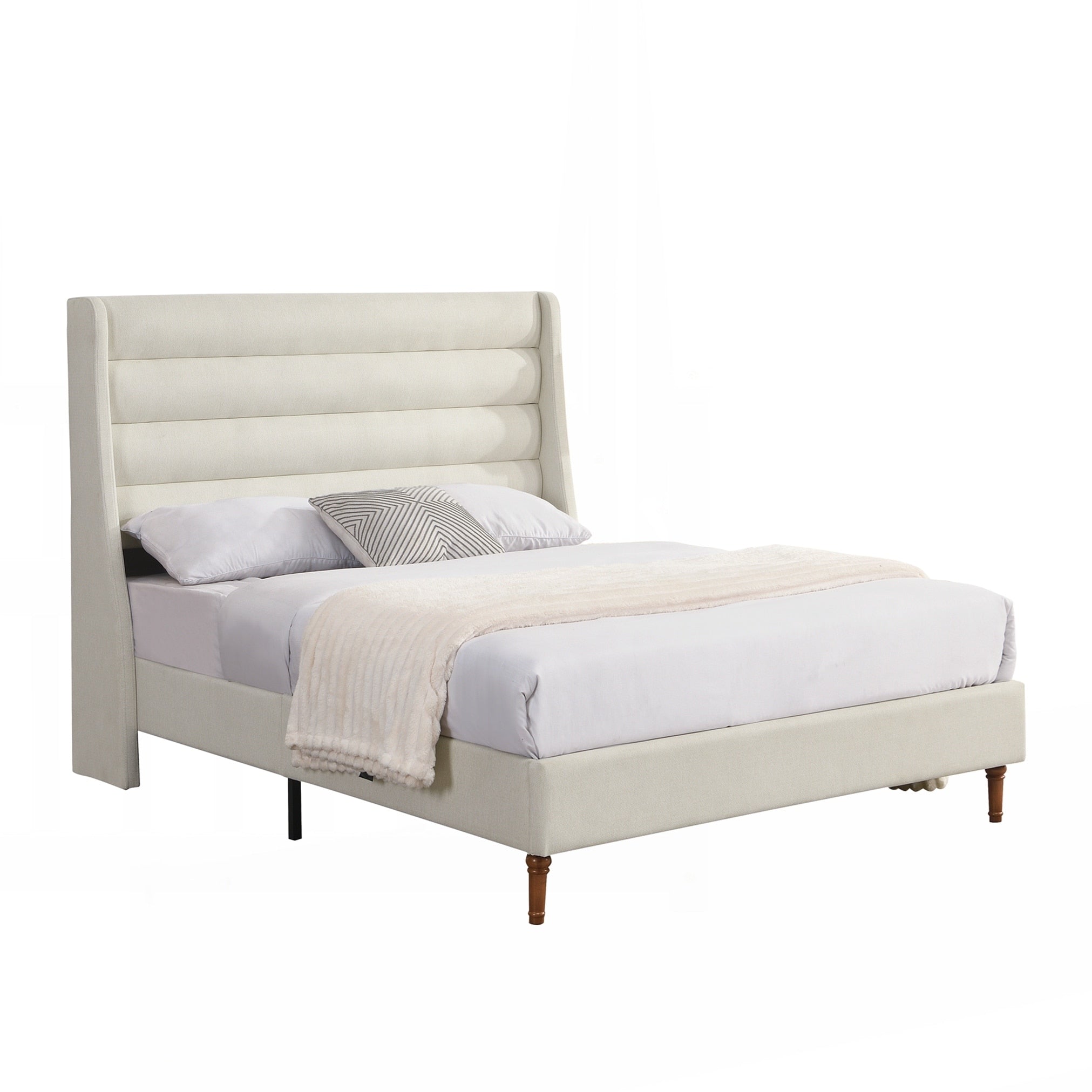 Queen Size Bed Frame High Headboard Upholstered Platform Bed