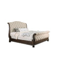 Queen Size Bed With Fabric Upholstery Beige And Brown