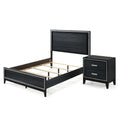 Queen Size Bedroom Set Black Finish 2 Piece Set With Bed And Nightstand