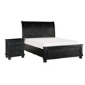Queen Size Bedroom Set Black Finish Storage Bed With Drawers 2 Piece Set With Bed And Nightstand