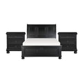 Queen Size Bedroom Set Black Finish Storage Bed With Drawers 3 Piece Set With Bed And Two Nightstands
