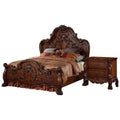 Queen Size Bedroom Set Brown Finish 2 Piece Set With Bed And Nightstand