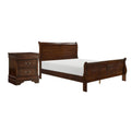 Queen Size Bedroom Set Brown Finish 2 Piece Set With Bed And Nightstand