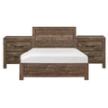 Queen Size Bedroom Set Brown Finish Panel Design 3 Piece Set With Bed And Two Nightstands