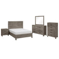 Queen Size Bedroom Set Brown Finish Panel Design 4 Piece Set With Bed Nightstand Dresser And Chest