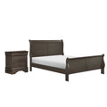 Queen Size Bedroom Set Gray Finish 2 Piece Set With Bed And Matching Nightstand
