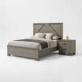 Queen Size Bedroom Set Gray Finish Panel Headboard 2 Piece Set With Bed And Nightstand