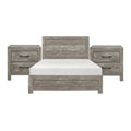 Queen Size Bedroom Set Gray Finish Panel Headboard 3 Piece Set With Bed And Nightstand