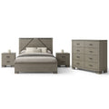 Queen Size Bedroom Set Gray Finish Panel Headboard 4 Piece Set With Bed 2 Nightstands And Dresser