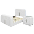 Queen Size Bedroom Set White Finish 2 Piece Set With Bed And Nightstand
