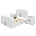 Queen Size Bedroom Set White Finish 3 Piece Set With Bed And Two Nightstands