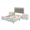 Queen Size Bedroom Set White Finish Storage Bed With Drawers 3 Piece Set With Bed And Two Nightstands