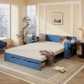 Queen Size Blue Daybed With Removable Desk Storage Drawers