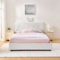 Queen Size Boucle Upholstered Bed With Rabbit Ear Headboard Led Music Sync 4 Drawers