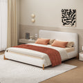 Queen Size Boucle Upholstered Bed Soft Fabric Durable Construction