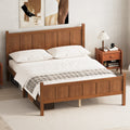Queen Size Flat Panel Bed Platform Bed With Headboard Footboard