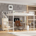 Queen Size Loft Bed With L Shaped Desk Usb Ports Metal Frame With Wardrobe Adjustable Shelf Led Lighting