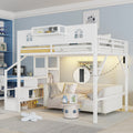 Queen Size Loft Bed With Stairs Queen Loft Bed With High And House Shaped Guardrails High Loft Bed With Wardrobe For Kids