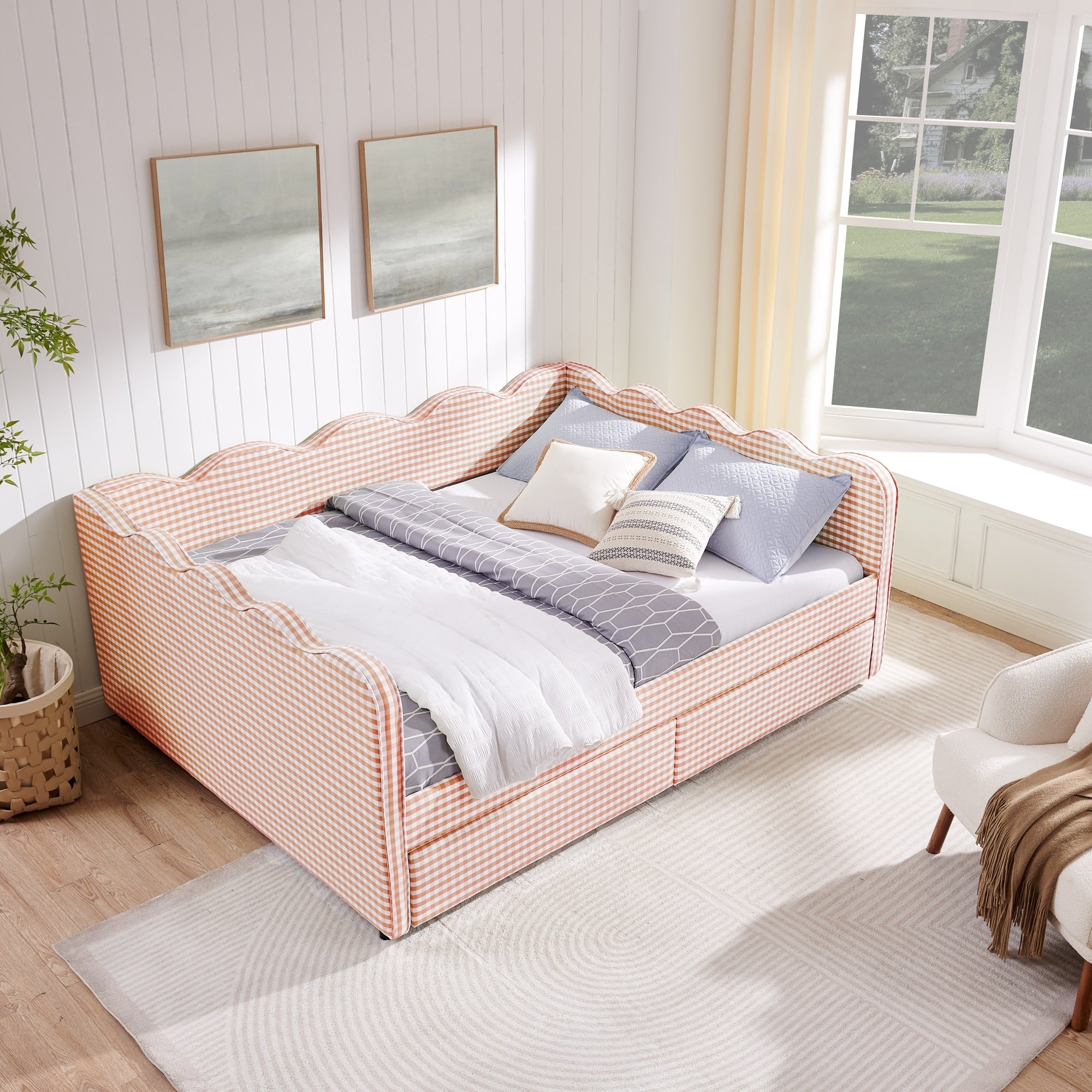 Queen Size Modern Daybed Platform Bed With Storage Drawers Usb Port