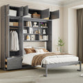 Queen Size Murphy Bed With Cabinet Wardrobe Space Saving Wall Bed With Shelves Foldable Bed For Small Rooms Home Office