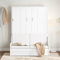 Queen Size Murphy Bed With Cushion Chair Foldable Wall Bed Cabinet For Guest Room And Small Spaces