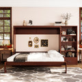Queen Size Murphy Bed With Height Adjustable Storage Compartments And Shelf With 1 Drawer For Bedroom