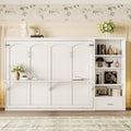 Queen Size Murphy Bed With Storage Compartments And Shelf
