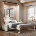 Queen Size Murphy Bed With Upholstered Sofa Led Light By Harper Bright Designs