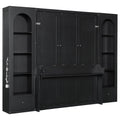 Queen Size Murphy Platform Bed With Shelf Side Cabinets Drawers And Led Lights French Style