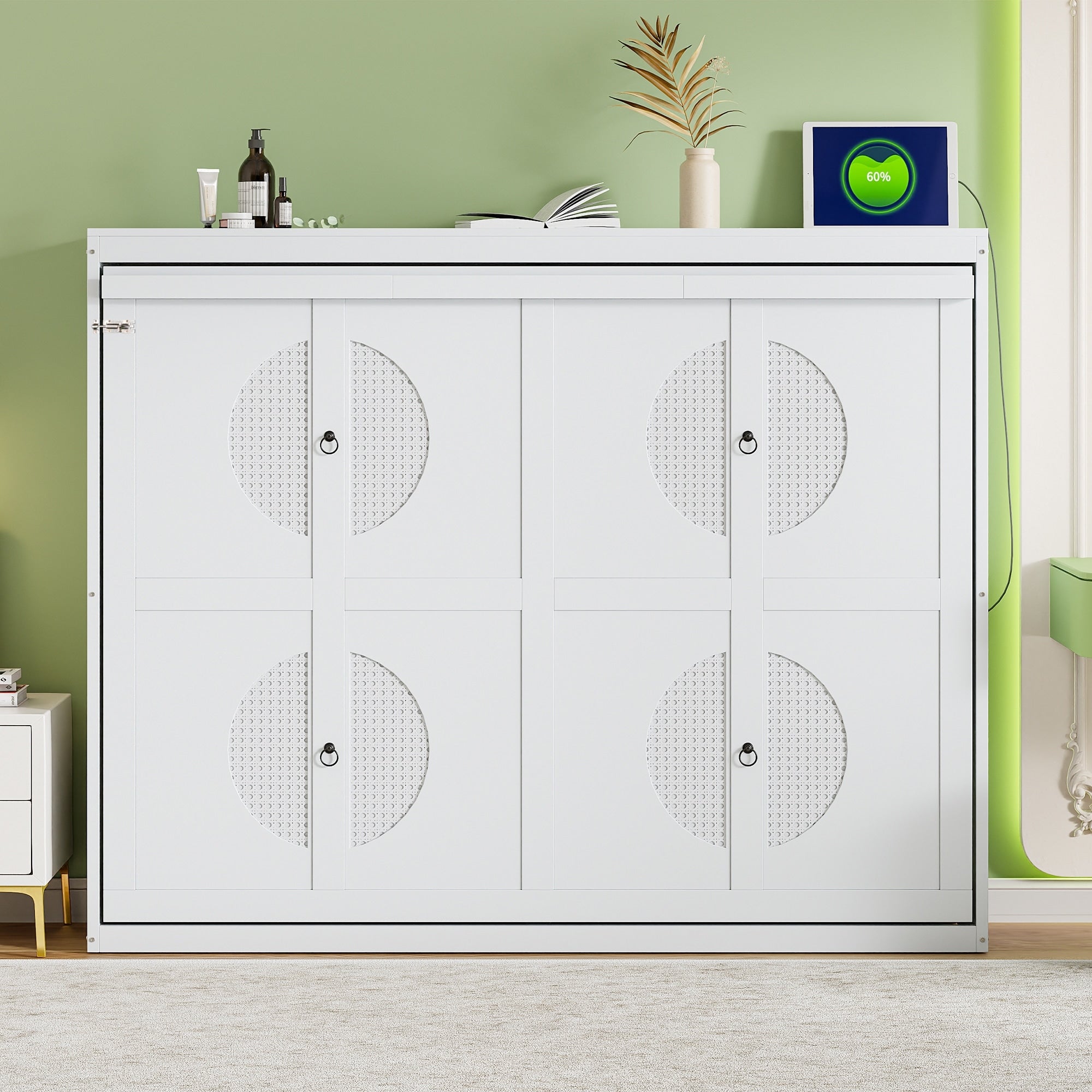 Queen Size Murphy Wall Bed With Space Saving Cabinet Design