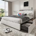 Queen Size Platform Bed Frame With Ergonomic Headboard Outlets