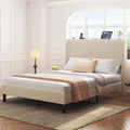 Queen Size Platform Bed Metal Bed Frame With Charging Station