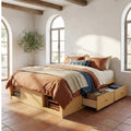 Queen Size Platform Bed Open Frame With Footboard Storage And 4 Drawers