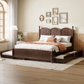 Queen Size Platform Bed With With 2 Big Drawers And Twin Xl Size Trundle