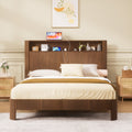 Queen Size Slatted Bed Frame With Storage Headboard Built In Usb Ac Charging