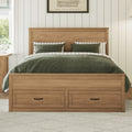 Queen Size Storage Bed Frame Wooden Platform Bed With 6 Drawers 48.8 High Headboard Wooden Slats Support No Box Spring Needed