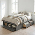 Queen Size Storage Platform Bed With 4 Drawers Hydraulic Lift Footboard Space Saving Frame