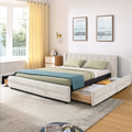 Queen Size Upholstered Chenille Bed With Headboard And Storage Drawer