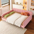 Queen Size Upholstered Daybed Platform Bed Frame With 4 Support Legs
