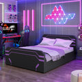 Queen Size Upholstered Gaming Bed Side Lift Hydraulic Storage Cyberpunk