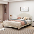 Queen Size Upholstered Platform Bed With Adjustable Headboard