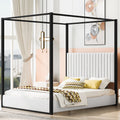 Queen Upholstered Canopy Platform Bed With Headboard Sturdy Metal Frame
