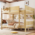 Queen Over Queen Bunk Bed With Convenient Tray Solid Wood Bunk Bed With Storage Shelves And Upgraded Slats