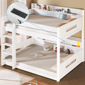 Queen Over Queen Bunk Bed With Storage Shelves And Usb Charging Ports