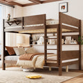 Queen Over Queen Bunk Bed With Storage Shelves Tray And Upgraded Slats