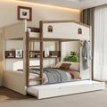 Queen Over Queen Bunk Bed With Trundle Shelves And Hooks
