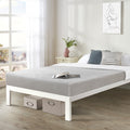 Queen Size Bed Frame Heavy Duty Steel Slats Platform Series Titan C White