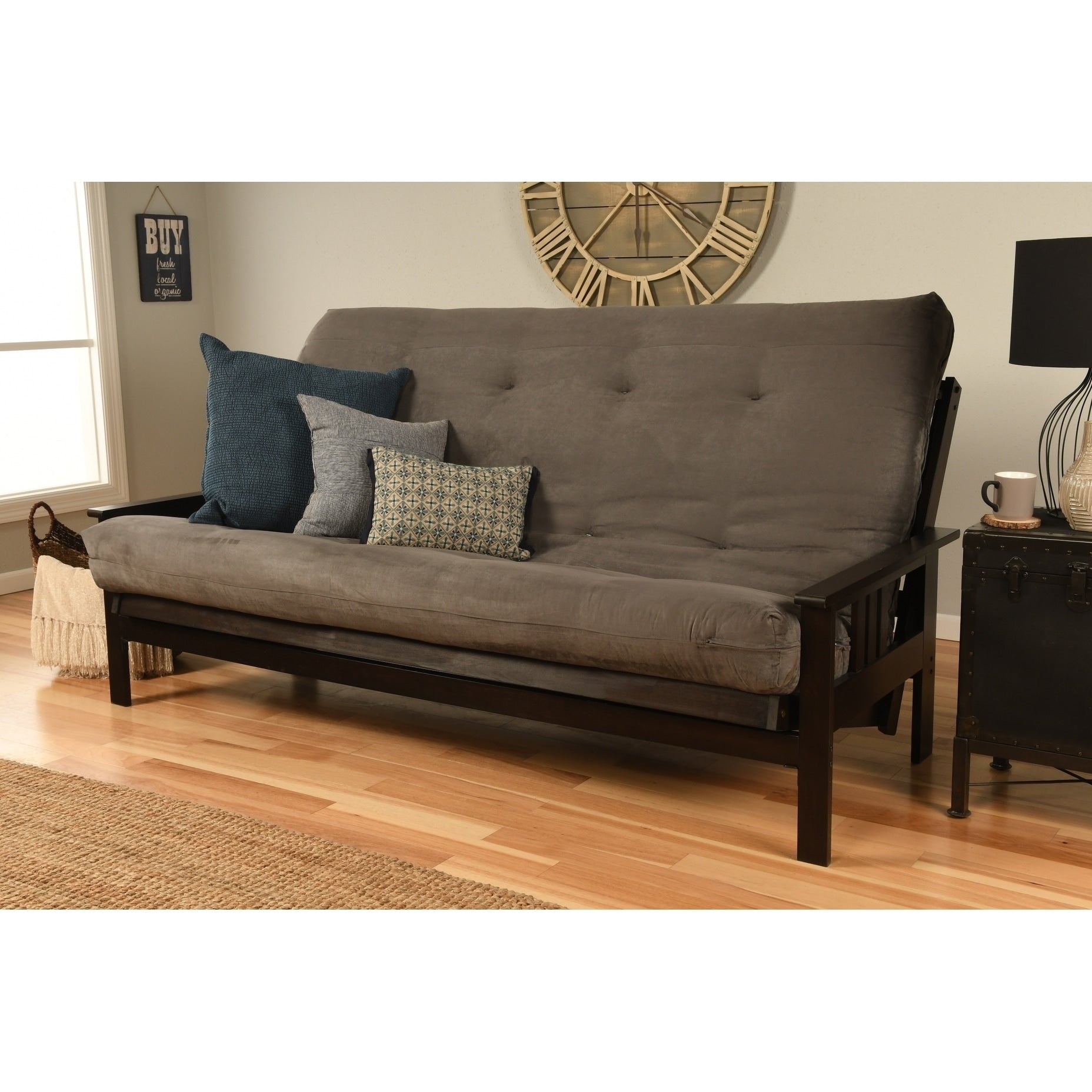 Queen Size Futon Espresso Finish And Mattress