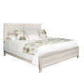 Queen Size Transitional Farmhouse Whitewash Wood Panel Bed